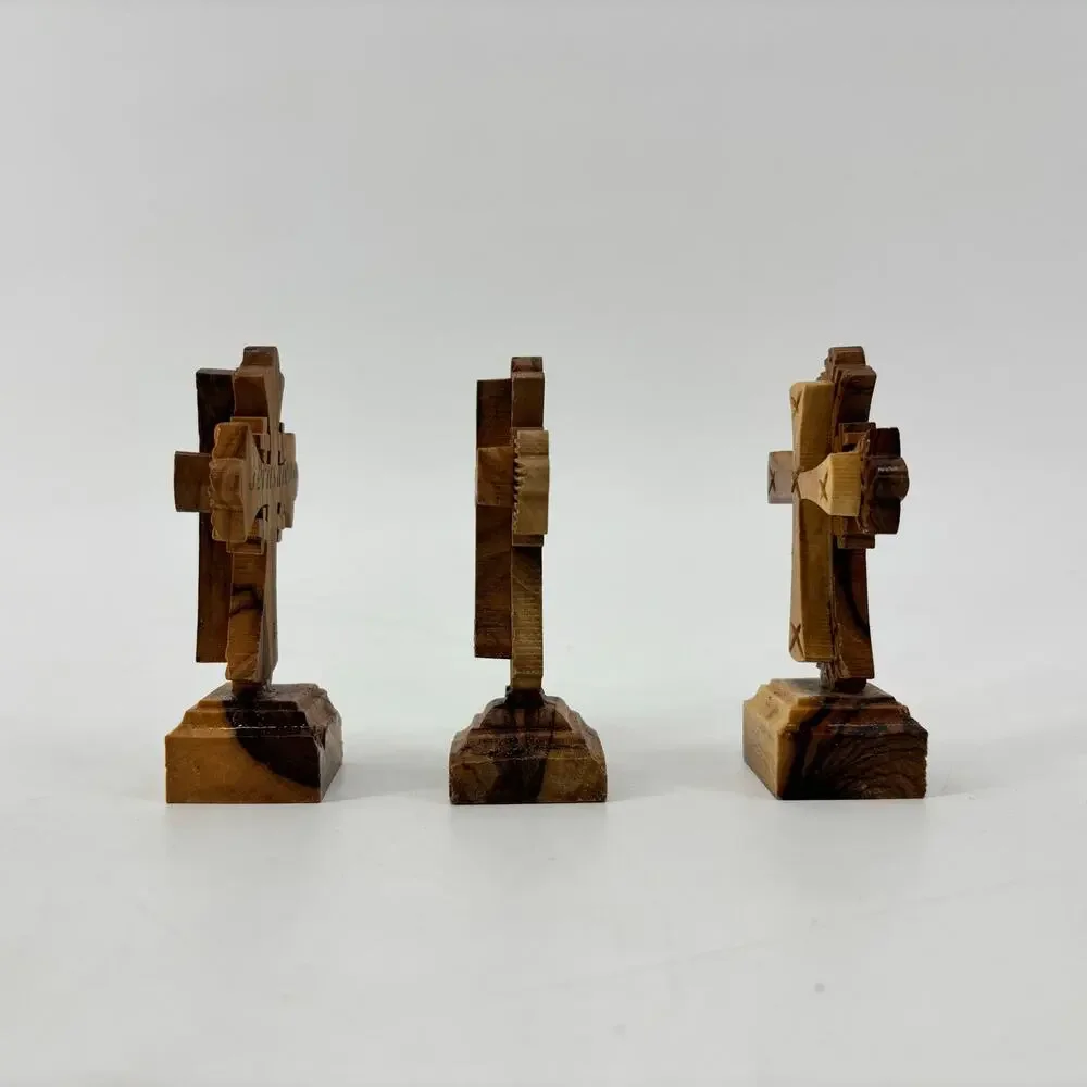 Set 3 Handmade Crucifix Crosses Jesus Jerusalem Olive Wood Holy Land